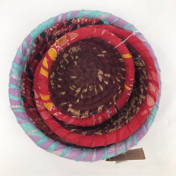 SERRY Set of 3 Chandi Colorful Recycled Sari Sustainable Woven Basket Set NEW - Picture 5 of 16